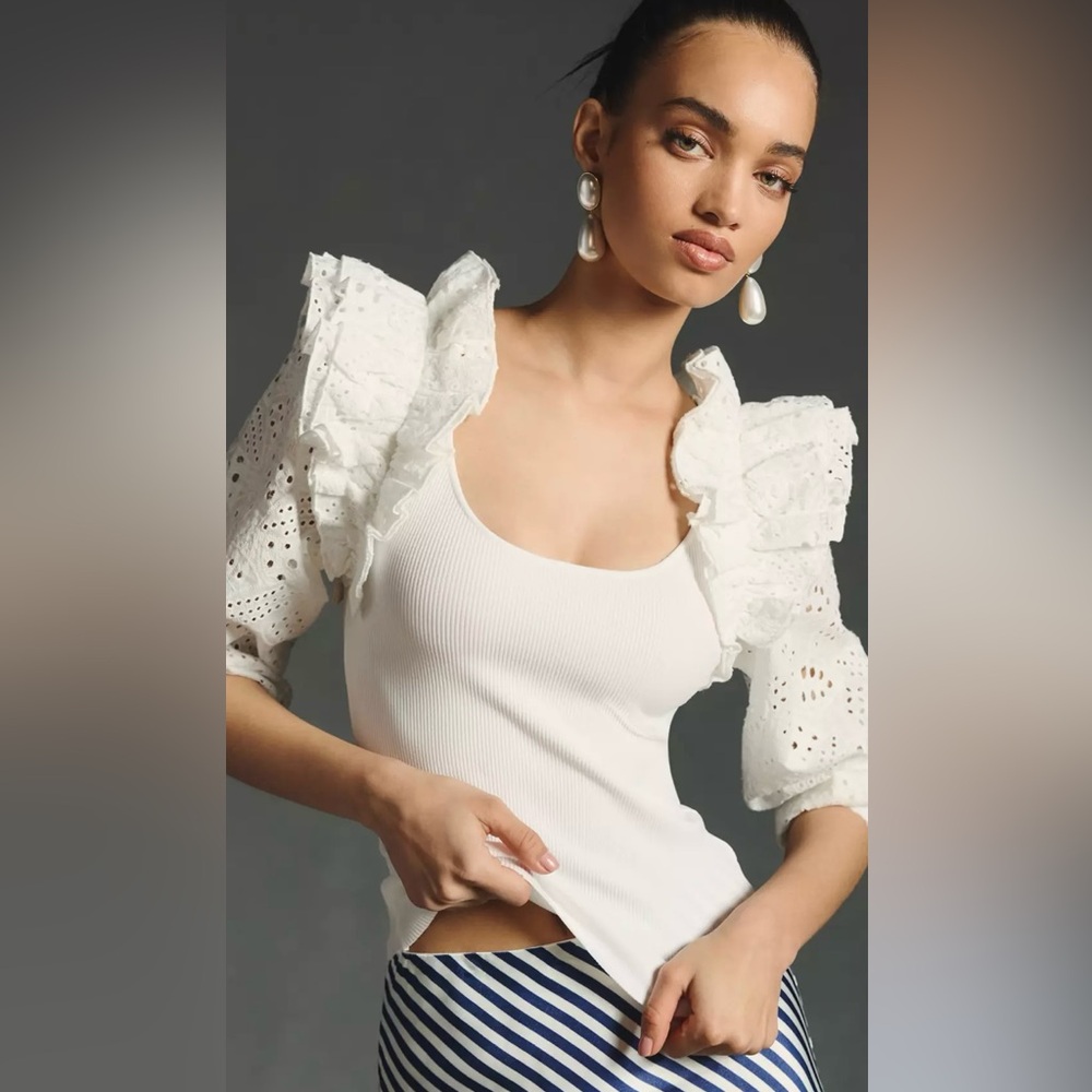 Anthropologie Dolan Top ruffle long sleeve top NWT